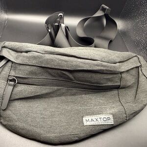 Maxtop Grey Large Crossbody Fannypack with 4 Zipper Pockets and Adjustable Strap